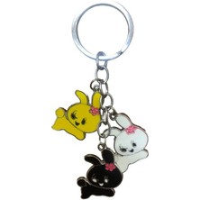 Gampus Yavru Tavşanlar Tasarımlı Anahtarlık Çanta Süsü Zarif Anahtarlık