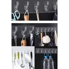 Gampus 5'li 6X6CM Şeffaf Güçlü Kendinden Yapışkanlı Kapı Duvar Askısı Ağır Yük Taşıma