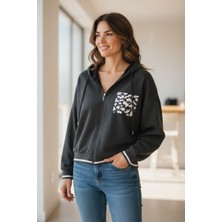 Ferz Kadın Büyük Beden Ikiiplik Fermuarlı Kapüşonlu Sweatshirt