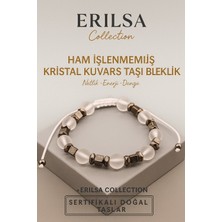 Erilsa Sertifikalı Ham Işlenmemiş Kristal Kuvars Doğal Taş Bileklik - 8x8 mm Netlik Enerji ve Denge Taşı