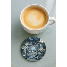 Nurdic Yuvarlak Pleksi Bardak Altlığı Baskı Desenli Tekli 3D Trafik