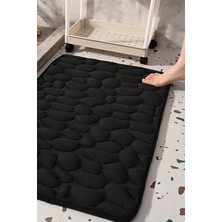 Gampus Çakıl Taşları Banyo Kaide Paspas Seti Kaymaz Banyo Paspası Ev Tuvalet Dekoru Su Emici - Siyah