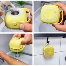 Gampus Şampuan Hazneli Silikon Peeling Duş Fırçası Banyo Duş Kesesi Sabun Jel Hazneli Masaj Fırçası