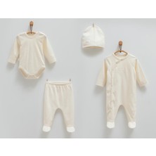 Caramell %100 Pamuk Cute Bear 4'lü Set 56-62 cm 1-3 Ay Bej  CRML.BEJ.ZE1456