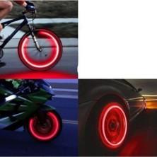 Gampus 2 Çift (4 Adet) LED Işıklı Hareket Sensörlü Kırmızı Işıklı Bisiklet Araba Motor Sibop Kapağı Lambası