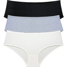 Venüs Shopping 3 Adet Kadın Yüksek Bel Bato Külot Siyah Gri Krem