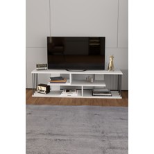 Tv Sehpası Tv Ünitesi Raflı 140 cm Gzd Beyaz