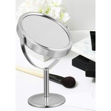 Gampus Mini Retro Masa Aynası Yuvarlak Gümüş Renk Şirin Zarif Masa Makyaj Aynası