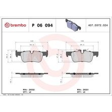 Brembo P06094 Arka Fren Balatasi 34201543683 34206885547 34216859917