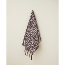 English Home Noir Leopard Pamuk Püsküllü Yüz Havlusu 50x80 cm Ekru-Kahve
