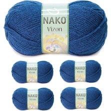 Venüs Shopping 5 Adet Vizon Premium Akrilik El Örgü Ipi Yünü Renk NO:517 Orta Mavi