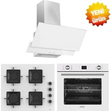 Ferre ve Afm Tech Markalı  / Avio  Beyaz Cam Turbolu Ankastre Set ( SS206  + FM3301 + FM7701 )