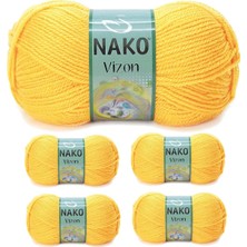 Venüs Shopping 5 Adet Vizon Premium Akrilik El Örgü Ipi Yünü Renk NO:184 Sarı