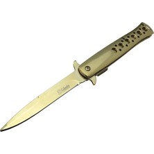 Tac-Force 1111A T-Lite Gold Kamp / Av Çakısı 23cm- Yarı Otomatik, Metal Sap, Kemerlikli