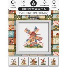 FabricsTown Patchwork ve Quilting İçin %100 Pamuk Desenli Kumaş Seti – 6 Kupon + Ek Panel