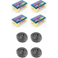 Venüs Shopping 4 Adet Endüstriyel Bulaşık Teli ve 4 Adet Endüstriyel Çok Amaçlı Bulaşık Süngeri Seti