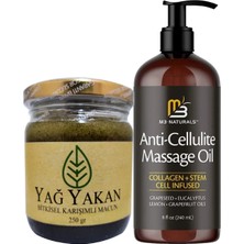 Vexor Anti-Cellulite Massage Oil 240 ml Selülitlere Karşı Masaj Yağı + Yağyakan Macunu Incelme Zayıflatmaya Macun 250 gr