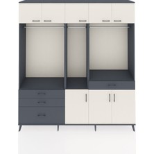 Dienni Hyperion Dolap 8 Raflı 4 Çekmeceli 3 Askılı 220X44X243 Antrasit-Aytaşı/antrasit