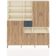 Dienni Hyperion Dolap 17 Raflı 2 Çekmeceli 7 Kapaklı 220X44X243 Aytaşı-Çam/antrasit