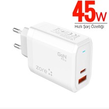 Zore 45 W Turbo Hızlı Şarj Aleti Type-C Pd 45 Watt