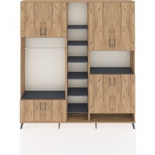 Dienni Arges Dolap 18 Raflı 8 Kapaklı Tek Askılı 220X30X243 Çam-Çam/antrasit