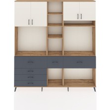 Dienni Arges Dolap 11 Raflı 6 Çekmeceli 4 Kapaklı 220X30X243 Çam-Aytaşı/antrasit