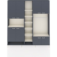 Dienni Arges Dolap 18 Raflı 8 Kapaklı Tek Askılı 220X30X243 Antrasit-Antrasit/aytaşı