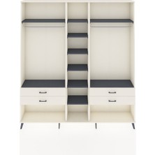 Dienni Arges Dolap 10 Raflı 4 Çekmeceli 2 Askılı 220X30X243 Aytaşı-Antrasit/aytaşı