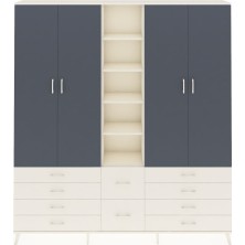 Dienni Arges Dolap 9 Raflı 10 Çekmeceli 2 Askılı 220X30X243 Aytaşı-Antrasit/aytaşı