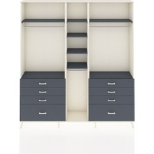 Dienni Arges Gardrop 8 Raflı 8 Çekmeceli 3 Askılı 220X30X243 Aytaşı-Antrasit