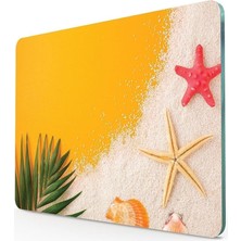 FourForce Turuncu Yaz Görünümlü | Cam Kesme Tahtası - Kesim Tablası | 20 x 30 cm