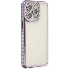 MiraLive iPhone 14 Pro Kılıf Joke Taşlı Silikon - Mor (K95)