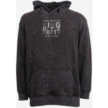 King Of The North Baskılı Kapüşonlu Oversıze Sweat