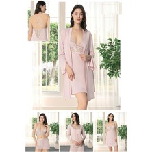 Alissa 9620 Kadın Çeyizlik Dantelli Penye 6'lı Set -Pudra
