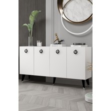 Cantek Dizayn 8216-32CT KB150 Konsol,tv Ünitesi Beyaz-Gümüş-Siyah