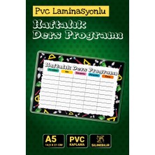 T Tuğset Etiket Haftalık Ders  Programı Pvc Laminasyonlu  Silinebilir - A5- 14.5X21 cm  Ortaokul Çocuk Odası Kreş Anaokulu Duvar -T1226