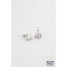 So CHIC Modern Mozanit 18 Ayar Beyaz Altın Kaplama Gümüş Küpe