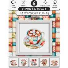 FabricsTown Patchwork ve Quilting İçin %100 Pamuk Desenli Kumaş Seti – 6 Kupon + Ek Panel