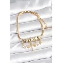 MCM Group Pirinç Gold Renk Yusufçuk Charmlı Kadın Bileklik - Lisinya