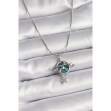 MCM Group 316L Çelik Gümüş Renk Zincir Zirkon Taşlı Gezegen Model Kadın Kolye - Lisinya