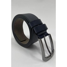 Madmext Lacivert Suni Deri Desenli Erkek Kemer 7223