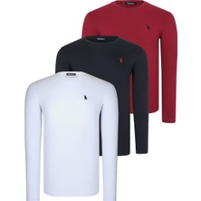 Üçlü Set T8588 Dewberry Yuvarlak Yaka Erkek Sweatshırt-Siyah-Beyaz-Bordo