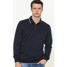 1038 Dewberry Erkek Sweatshırt-Düz Lacivert