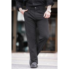 Madmext Koyu Siyah Regular Fit Düz Kesim Yan Cepli Erkek Pantolon 6540