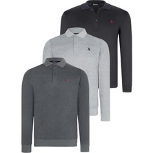 Üçlü Set V4007 Dewberry Erkek Sweatshırt-Lacivert-Antrasit-Gri