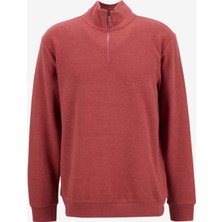 Limon Bato Yaka Düz Örgü Desenli Kiremit Erkek Sweatshırt MML5WM-SWT9517