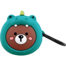 Caseonn Samsung Galaxy Buds Fe Kılıf Karakter Figürlü Ayı Yeşil