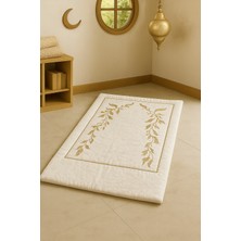 Bonny Home Sahra Krem Kadife Nakışlı Seccade Süngerli Yumuşak Çeyizlik Hediyelik Bohça Lüks Namazlık
