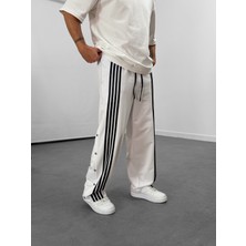 Cocopelli Erkek Şeritli Beyaz Baggy Eşofman Pantolon COC1059