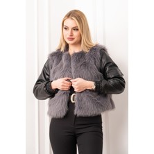 MissVina Urban Luxe Deri Kollu Peluş Kaban 2606